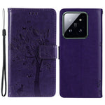 For Xiaomi 14 Pro Phone Case with Stand Cat Tree Pattern Leather Wallet Mobile Cover
