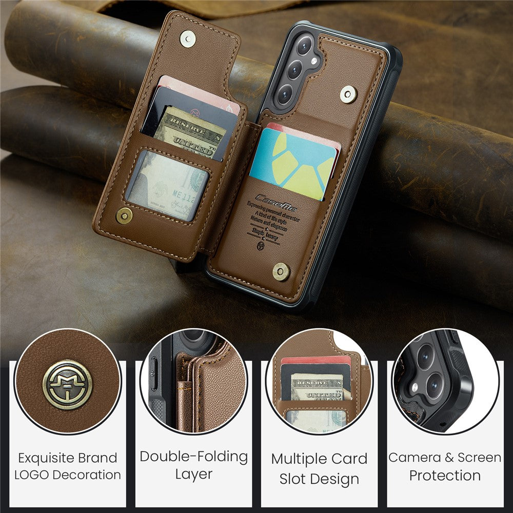 Til Samsung Galaxy S23 FE telefoncover CASEME C22 læderbagcover med RFID-blokerende kortpladser
