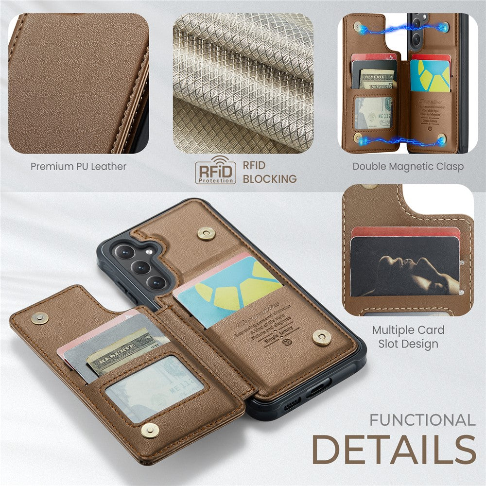 Til Samsung Galaxy S23 FE telefoncover CASEME C22 læderbagcover med RFID-blokerende kortpladser