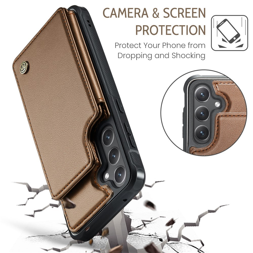 Til Samsung Galaxy S23 FE telefoncover CASEME C22 læderbagcover med RFID-blokerende kortpladser