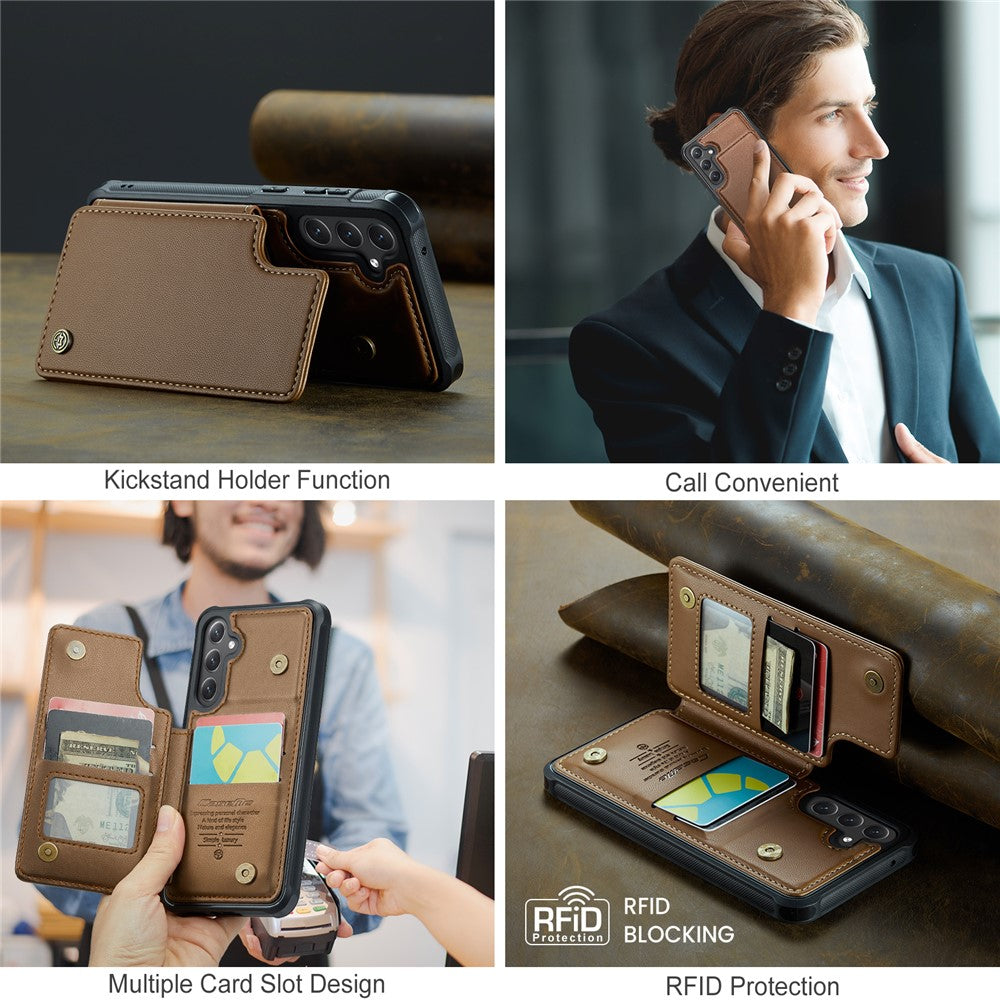Til Samsung Galaxy S23 FE telefoncover CASEME C22 læderbagcover med RFID-blokerende kortpladser