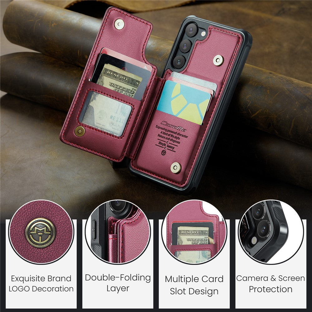 For Samsung Galaxy S23+ Phone Case CASEME C22 Leather Back Cover with RFID Blocking Card Slots