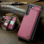For Samsung Galaxy S23+ Phone Case CASEME C22 Leather Back Cover with RFID Blocking Card Slots