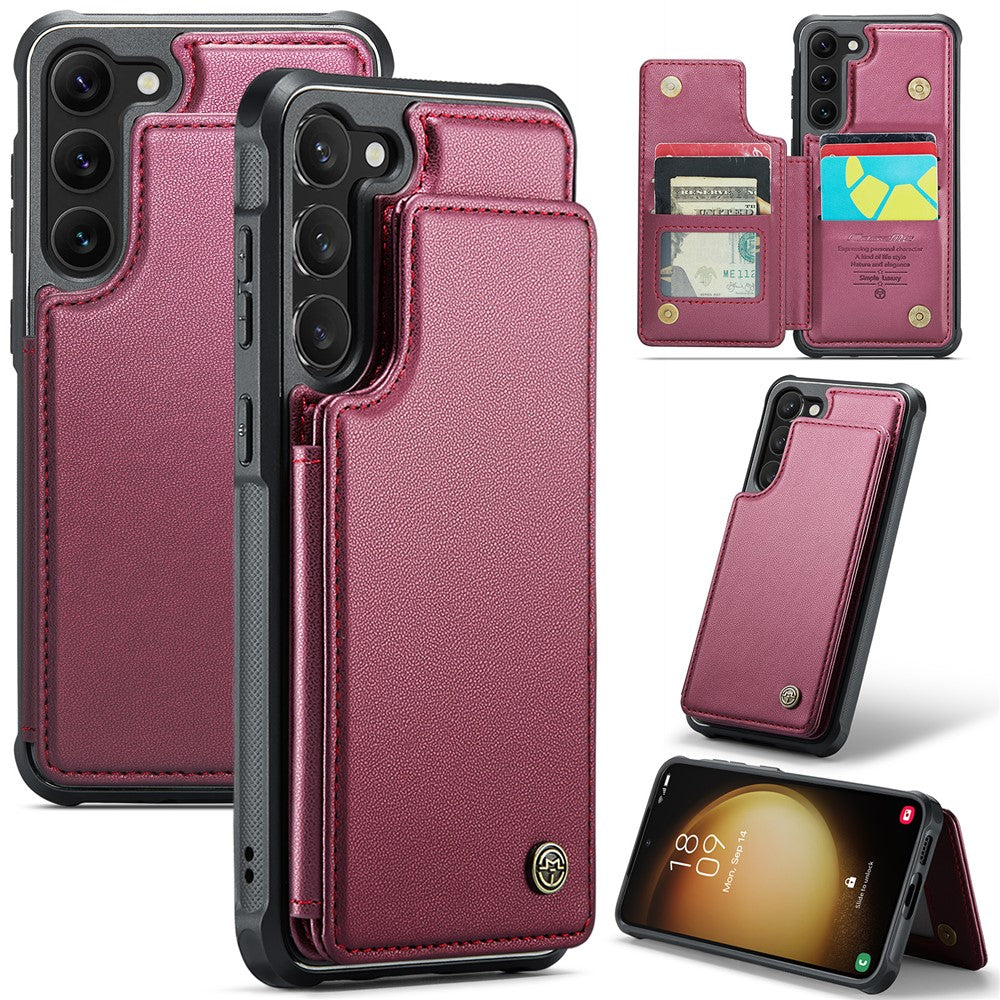 For Samsung Galaxy S23+ Phone Case CASEME C22 Leather Back Cover with RFID Blocking Card Slots