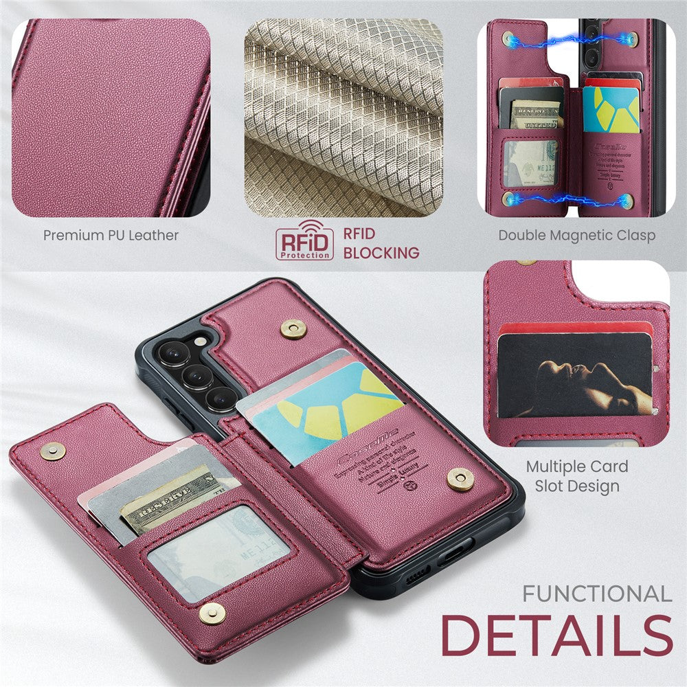 For Samsung Galaxy S23+ Phone Case CASEME C22 Leather Back Cover with RFID Blocking Card Slots