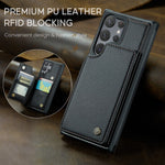 Til Samsung Galaxy S23 Ultra telefoncover CASEME C22 læderbagside med RFID-blokerende kortpladser