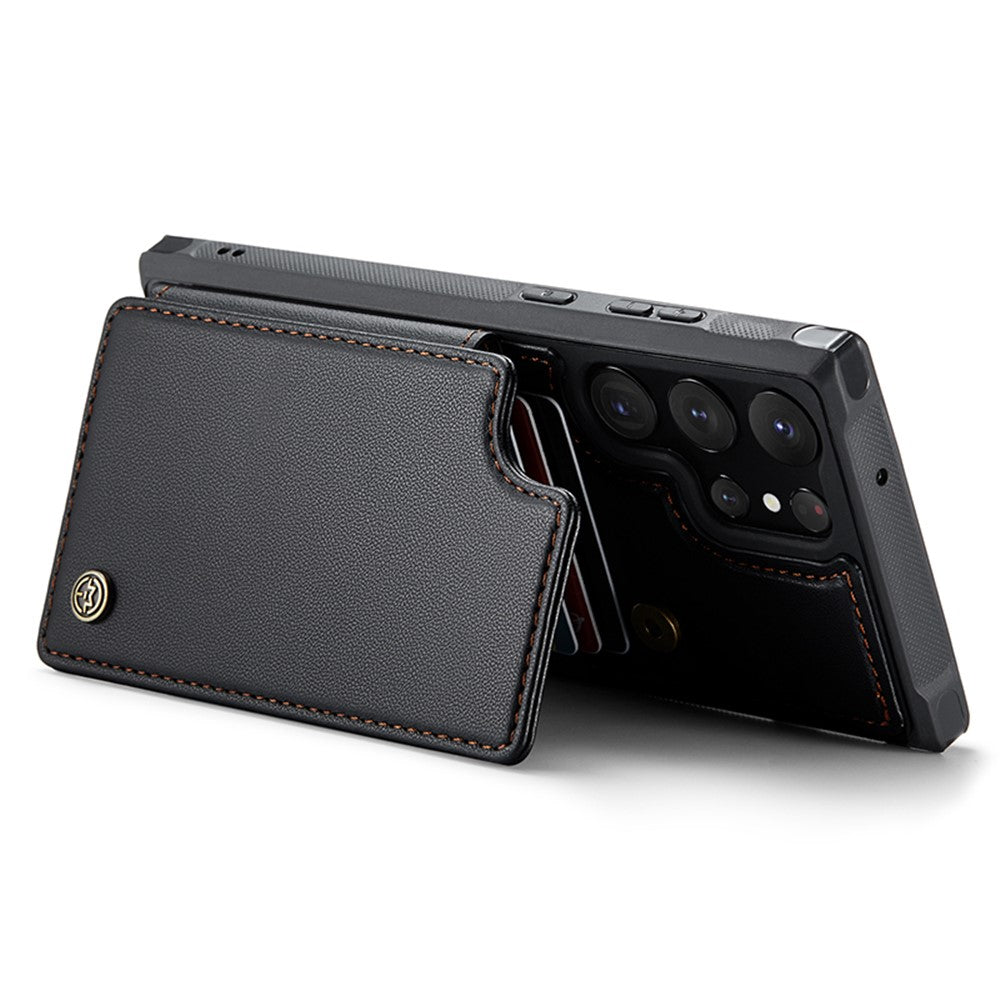 Til Samsung Galaxy S23 Ultra telefoncover CASEME C22 læderbagside med RFID-blokerende kortpladser