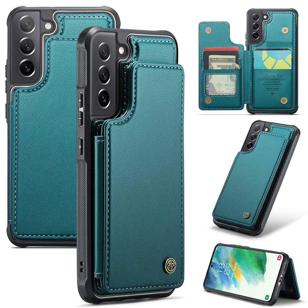 For Samsung Galaxy S21 FE 5G Phone Case CASEME C22 Leather Back Cover with RFID Blocking Card Slots