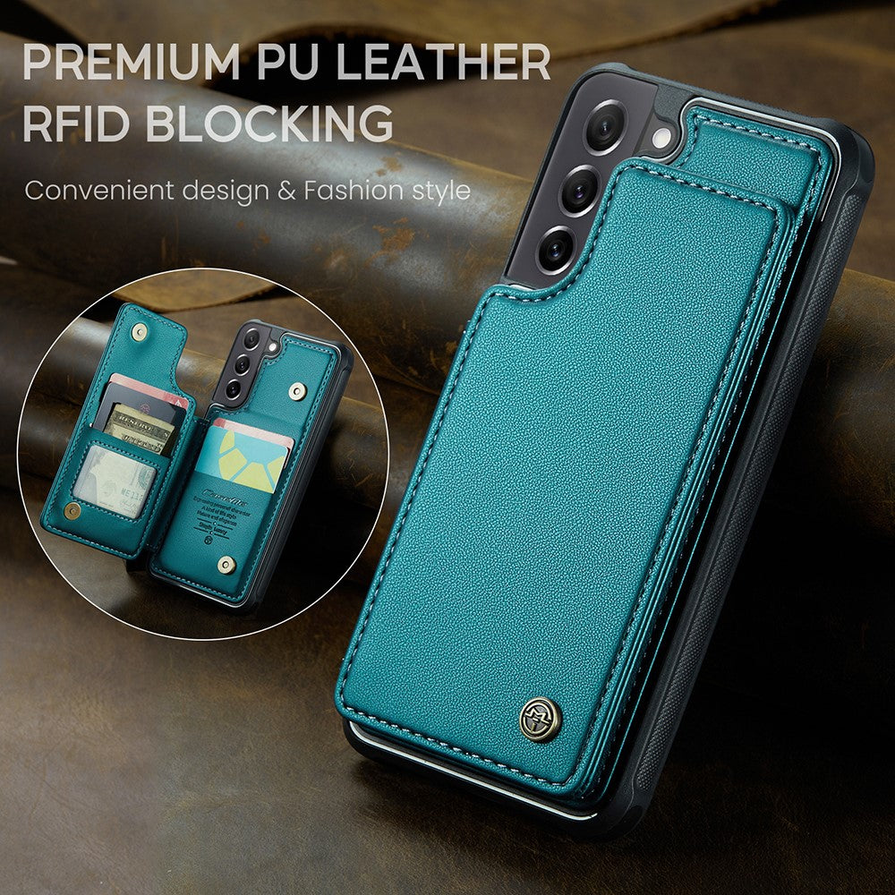 For Samsung Galaxy S21 FE 5G Phone Case CASEME C22 Leather Back Cover with RFID Blocking Card Slots