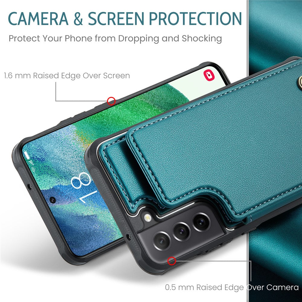 For Samsung Galaxy S21 FE 5G Phone Case CASEME C22 Leather Back Cover with RFID Blocking Card Slots