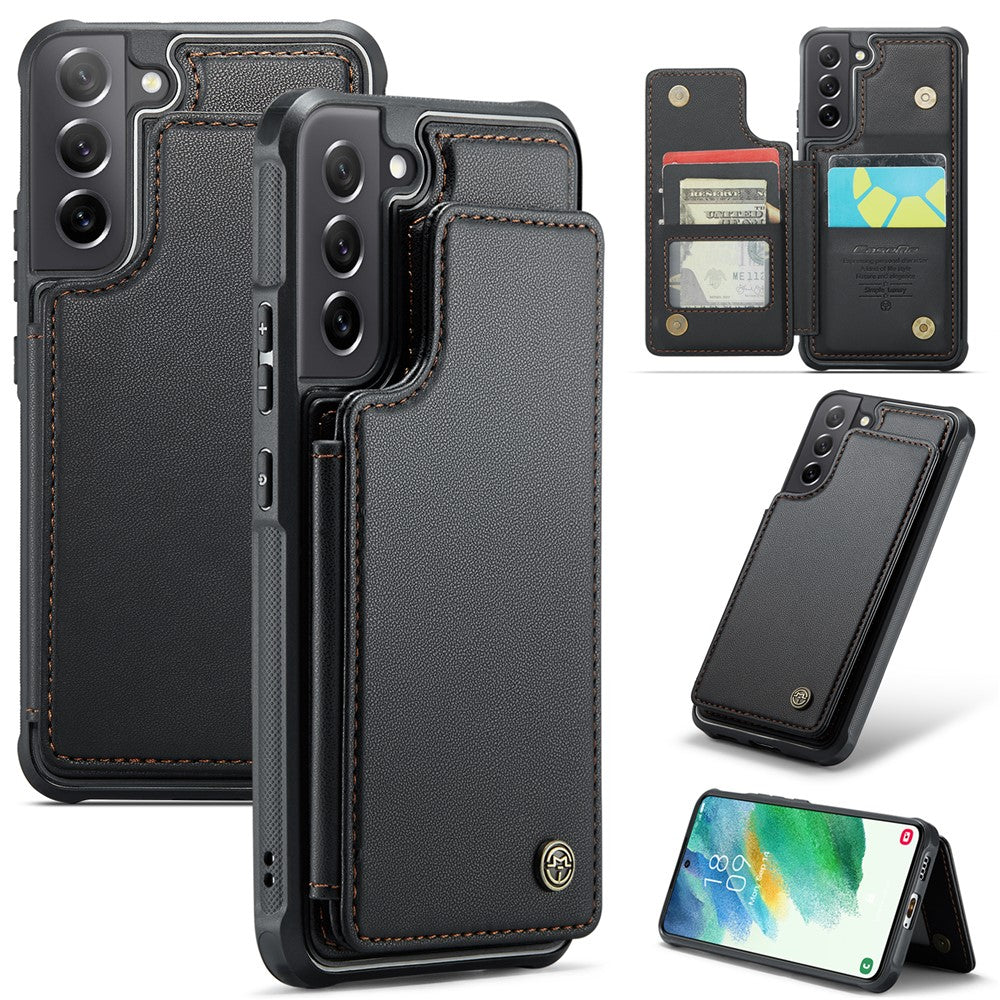 For Samsung Galaxy S21 FE 5G Phone Case CASEME C22 Leather Back Cover with RFID Blocking Card Slots