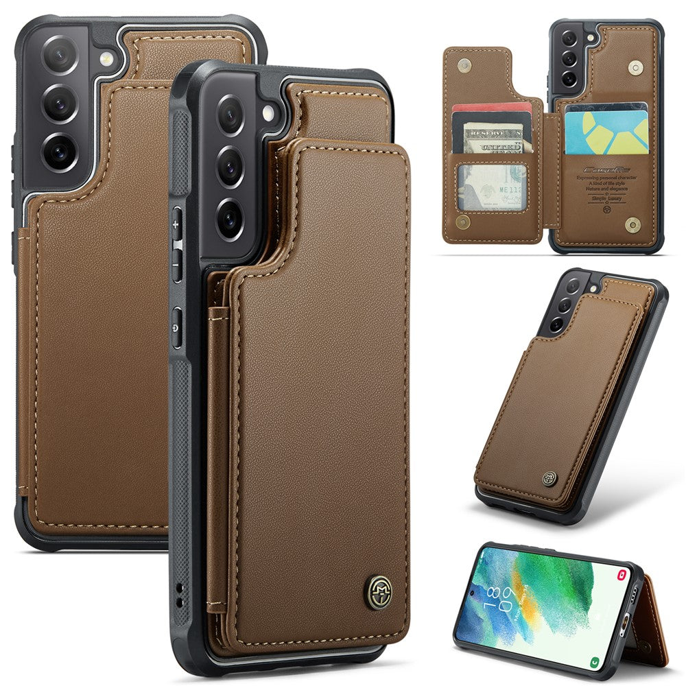 For Samsung Galaxy S21 FE 5G Phone Case CASEME C22 Leather Back Cover with RFID Blocking Card Slots