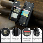 For Samsung Galaxy S21+ 5G Phone Case CASEME C22 Leather Back Cover with RFID Blocking Card Slots