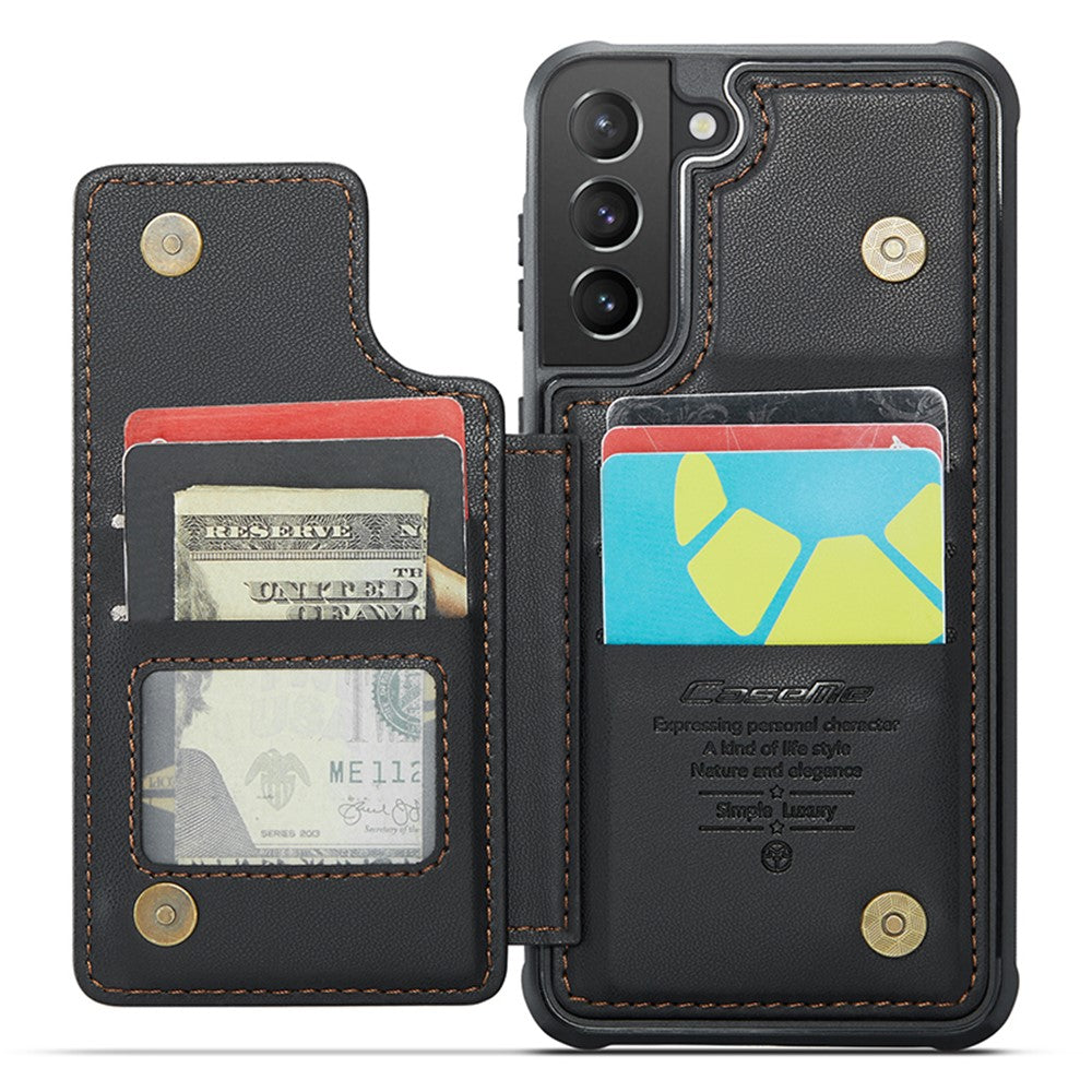 For Samsung Galaxy S21+ 5G Phone Case CASEME C22 Leather Back Cover with RFID Blocking Card Slots