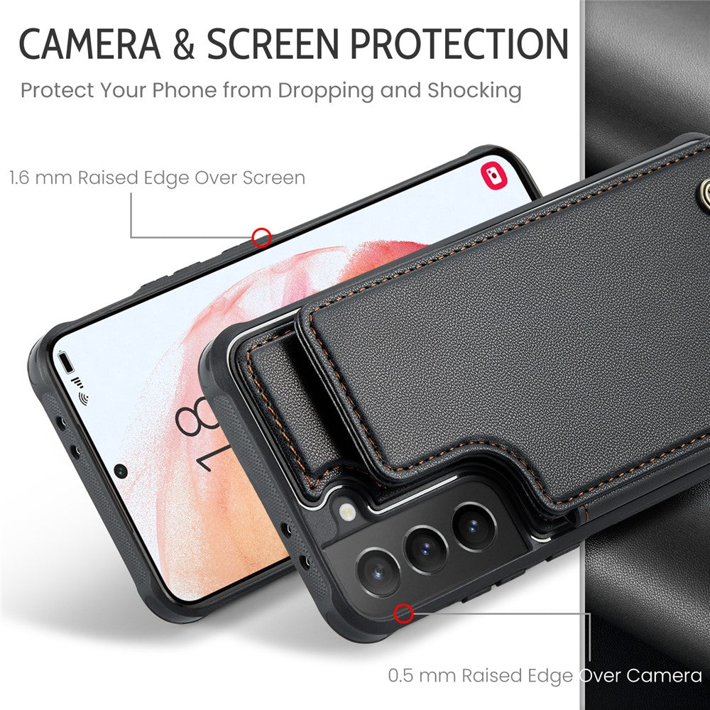 For Samsung Galaxy S21+ 5G Phone Case CASEME C22 Leather Back Cover with RFID Blocking Card Slots
