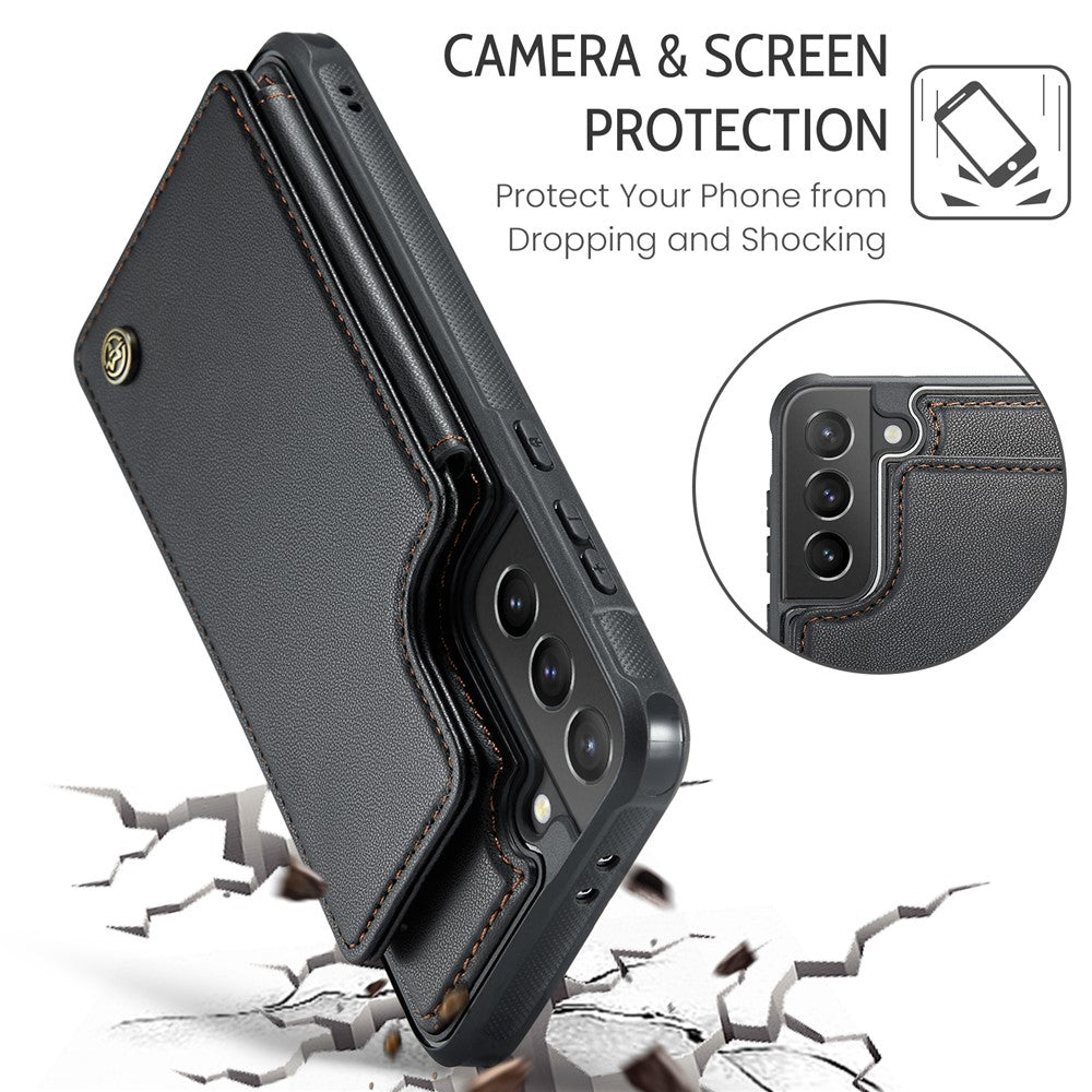 For Samsung Galaxy S21+ 5G Phone Case CASEME C22 Leather Back Cover with RFID Blocking Card Slots