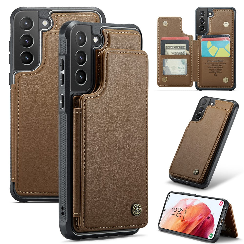For Samsung Galaxy S21+ 5G Phone Case CASEME C22 Leather Back Cover with RFID Blocking Card Slots
