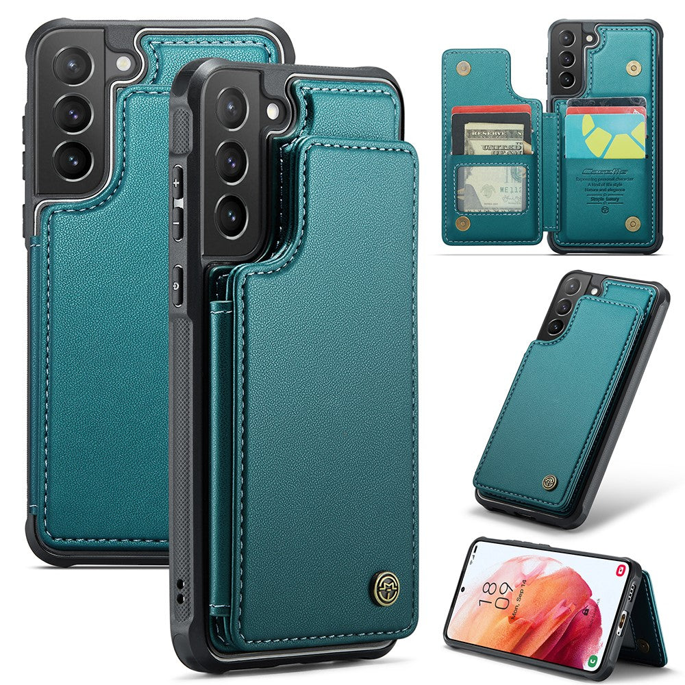 For Samsung Galaxy S21+ 5G Phone Case CASEME C22 Leather Back Cover with RFID Blocking Card Slots
