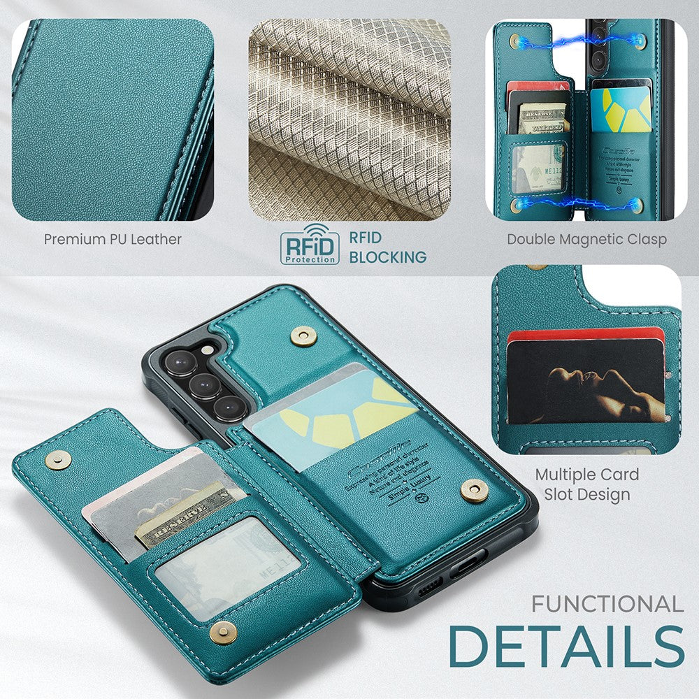 For Samsung Galaxy S23 Phone Case CASEME C22 Leather Back Cover with RFID Blocking Card Slots