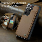 Samsung Galaxy S21 Ultra 5G mobilskal CASEME C22 Läderbaksida med RFID-blockerande kortplatser