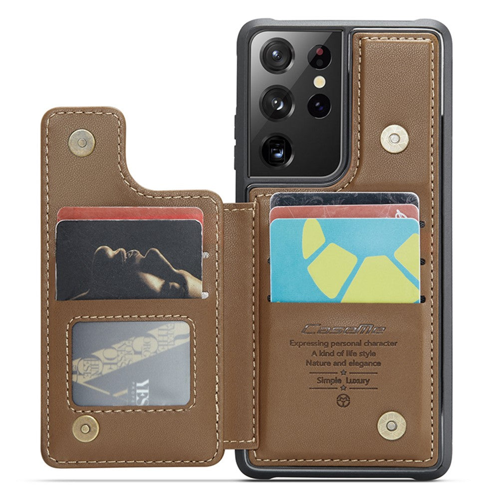 For Samsung Galaxy S21 Ultra 5G Phone Case CASEME C22 Leather Back Cover with RFID Blocking Card Slots