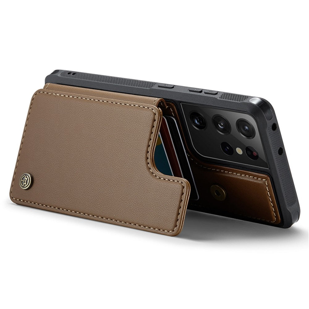 For Samsung Galaxy S21 Ultra 5G Phone Case CASEME C22 Leather Back Cover with RFID Blocking Card Slots