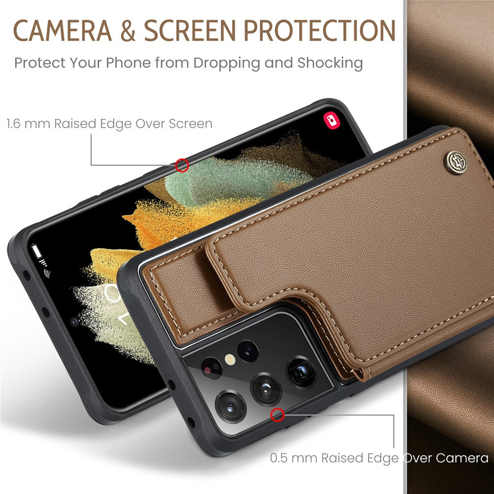 For Samsung Galaxy S21 Ultra 5G Phone Case CASEME C22 Leather Back Cover with RFID Blocking Card Slots