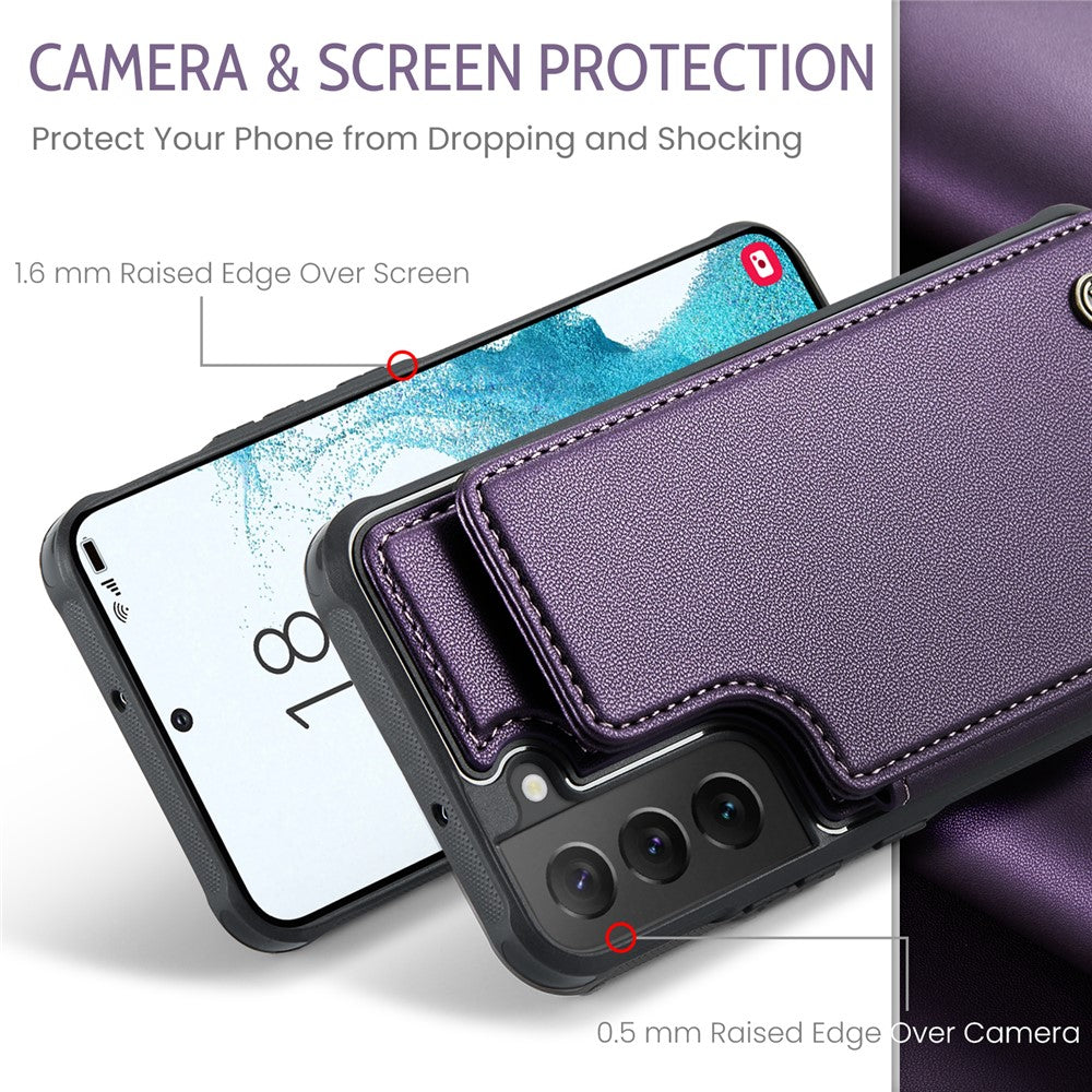 Til Samsung Galaxy S22 5G Telefoncover CASEME C22 Bagcover i Læder med RFID-blokerende Kortpladser