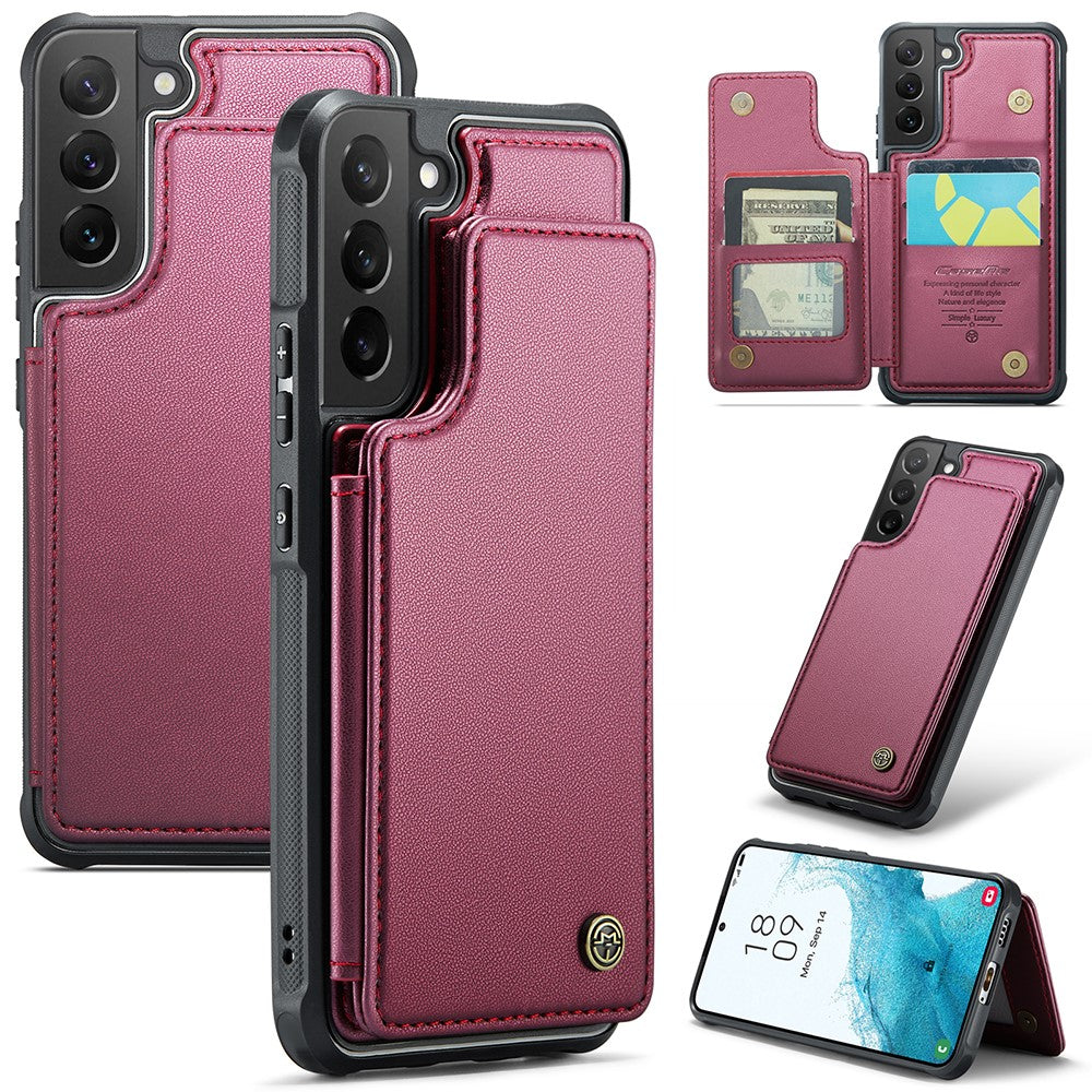 Til Samsung Galaxy S22 5G Telefoncover CASEME C22 Bagcover i Læder med RFID-blokerende Kortpladser