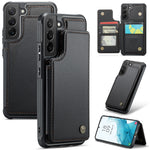 Til Samsung Galaxy S22 5G Telefoncover CASEME C22 Bagcover i Læder med RFID-blokerende Kortpladser