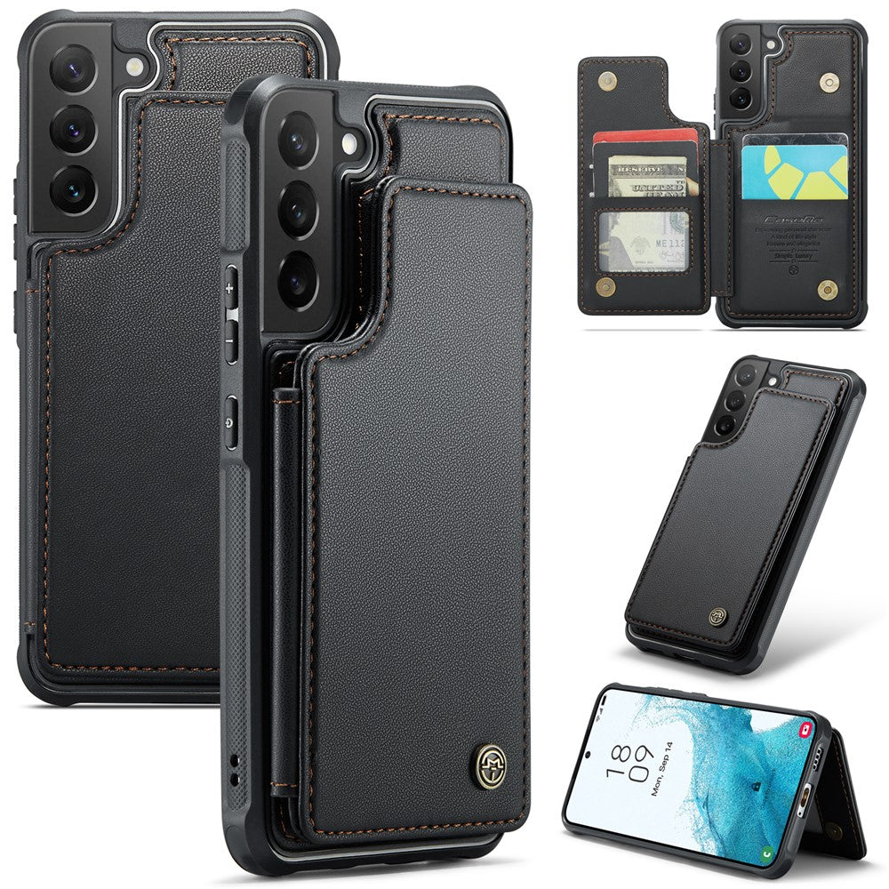 Til Samsung Galaxy S22 5G Telefoncover CASEME C22 Bagcover i Læder med RFID-blokerende Kortpladser