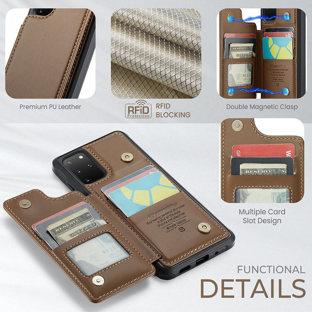 For Samsung Galaxy S20 Plus 4G / 5G Phone Case CASEME C22 Leather Back Cover with RFID Blocking Card Slots