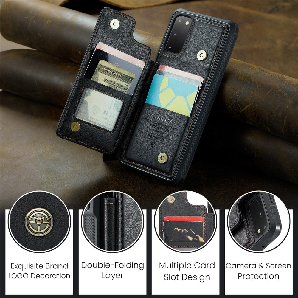 Til Samsung Galaxy S20 FE / FE 5G / S20 Lite / S20 FE 2022 Telefoncover CASEME C22 Læderbagside med RFID-blokerende kortlommer