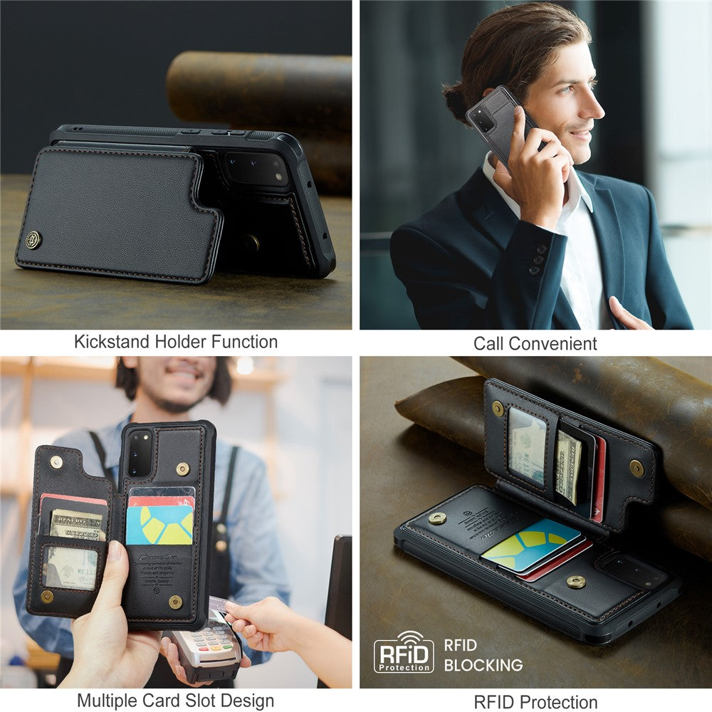 Til Samsung Galaxy S20 FE / FE 5G / S20 Lite / S20 FE 2022 Telefoncover CASEME C22 Læderbagside med RFID-blokerende kortlommer