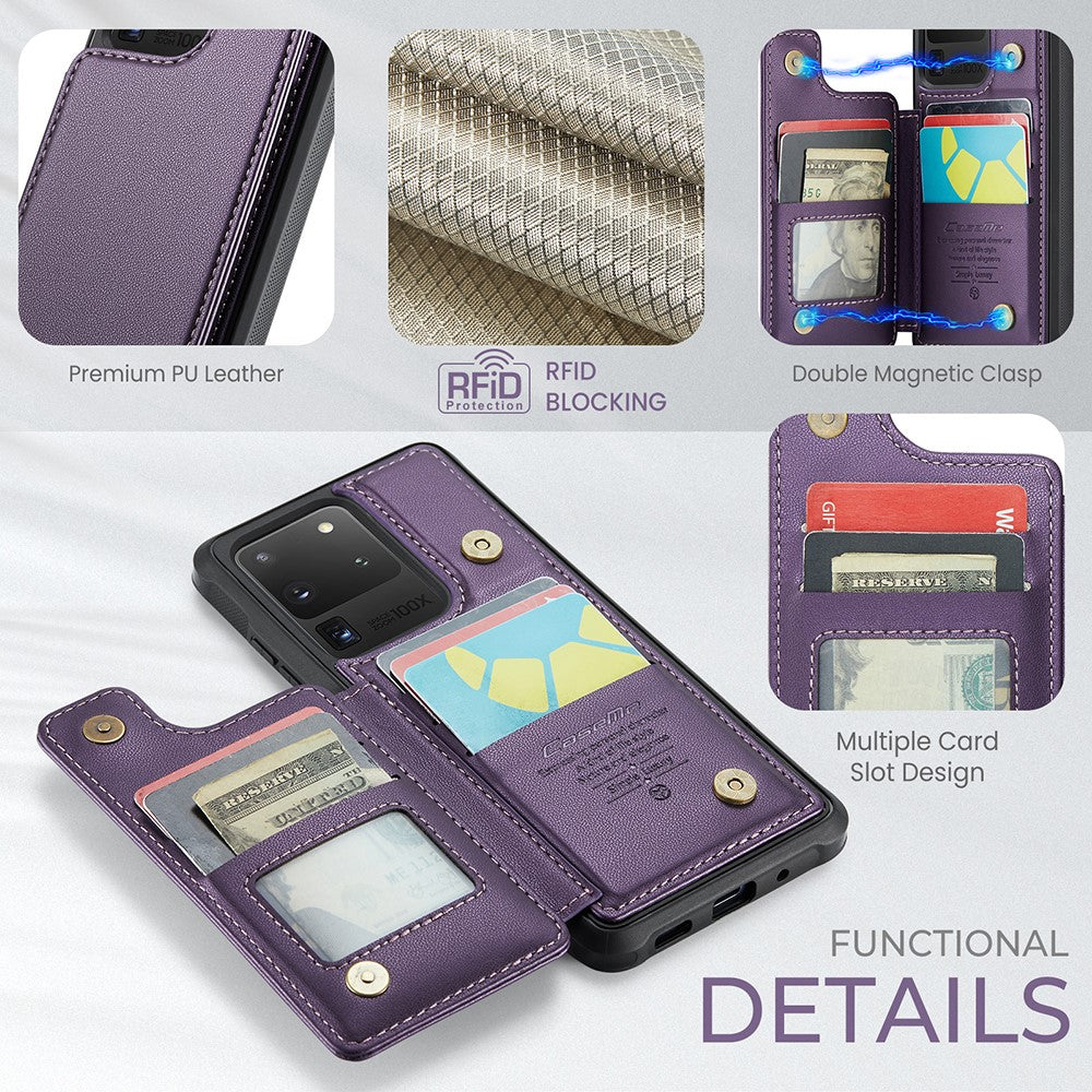 For Samsung Galaxy S20 Ultra Phone Case CASEME C22 Leather Back Cover with RFID Blocking Card Slots