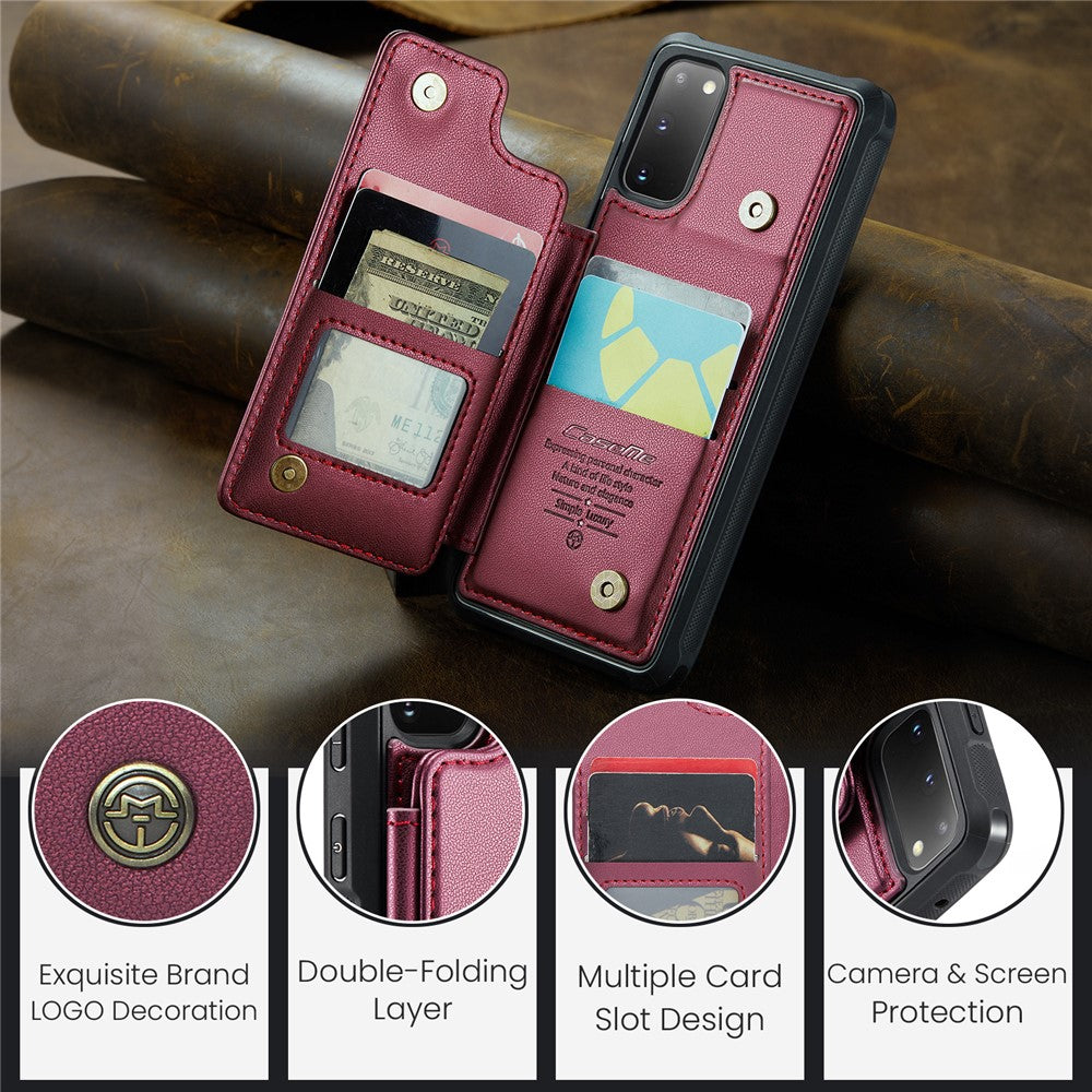 For Samsung Galaxy S20 4G / 5G Phone Case CASEME C22 Leather Back Cover with RFID Blocking Card Slots