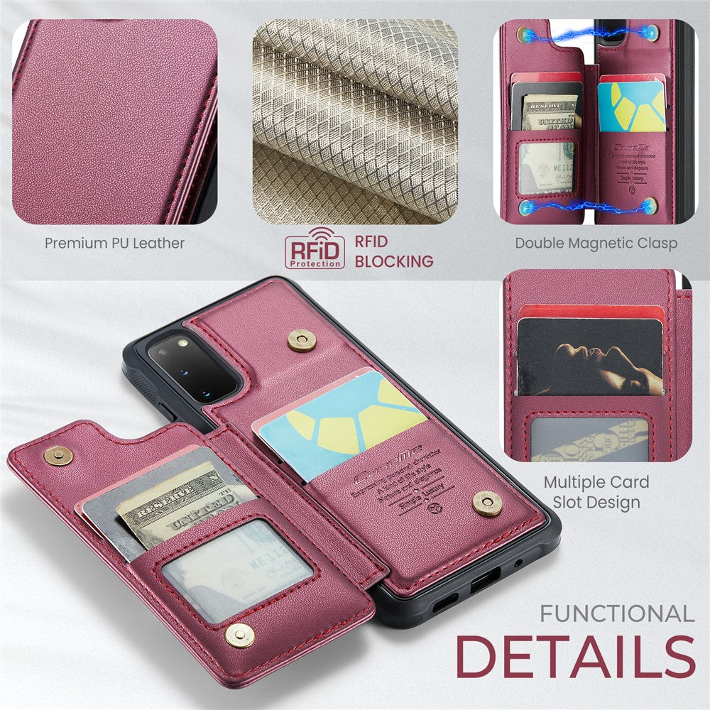 For Samsung Galaxy S20 4G / 5G Phone Case CASEME C22 Leather Back Cover with RFID Blocking Card Slots