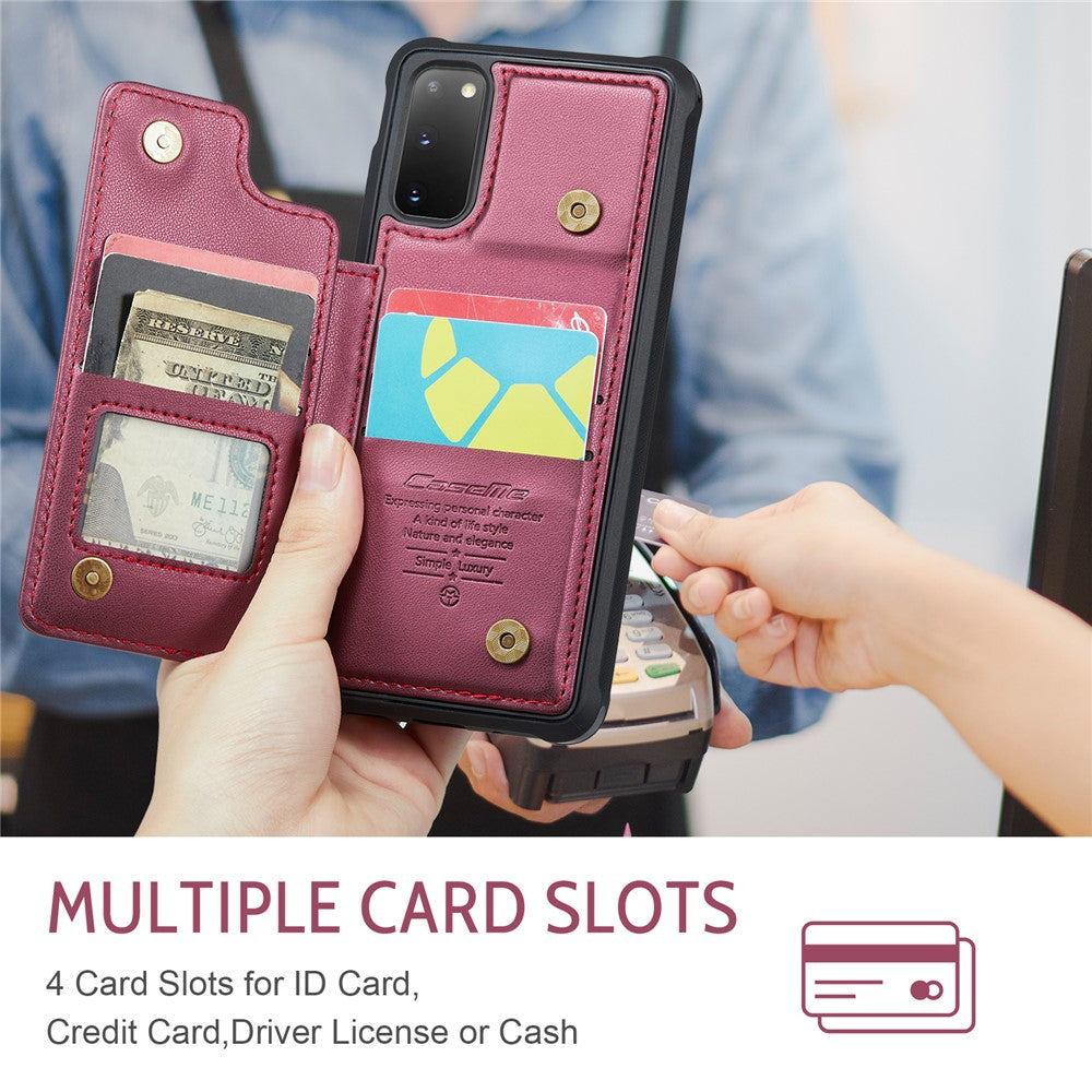 For Samsung Galaxy S20 4G / 5G Phone Case CASEME C22 Leather Back Cover with RFID Blocking Card Slots