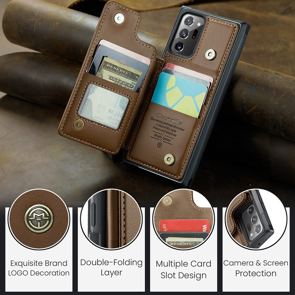 For Samsung Galaxy Note20 Ultra / Note20 Ultra 5G Phone Case CASEME C22 Leather Back Cover with RFID Blocking Card Slots