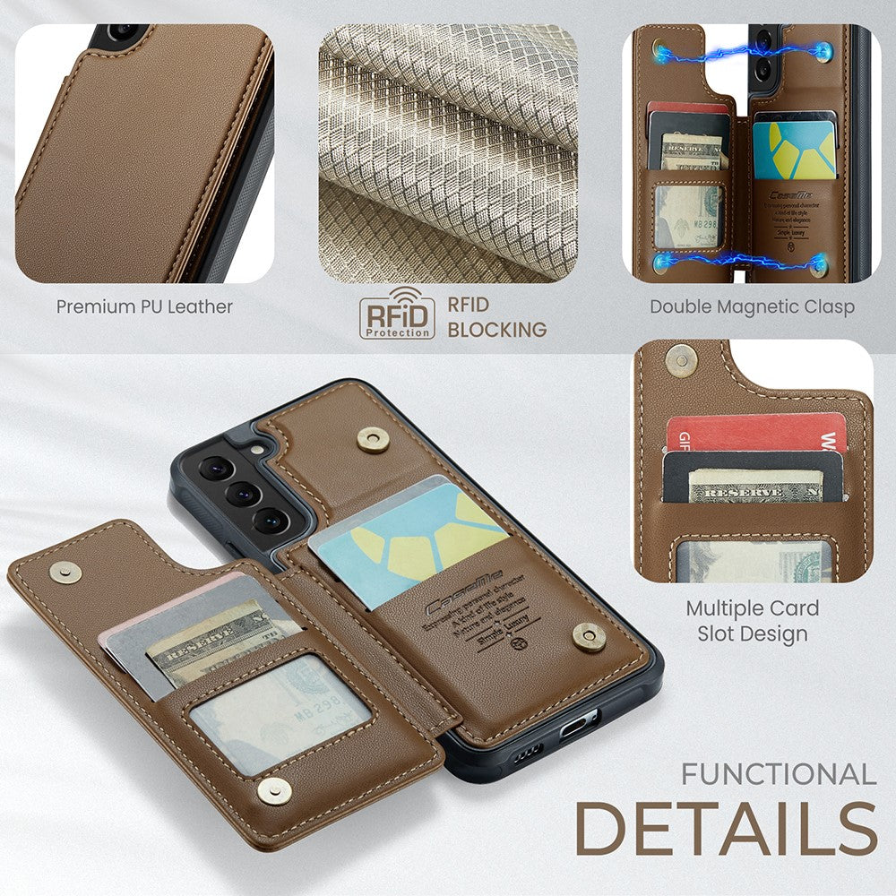 Til Samsung Galaxy S21 5G / 4G Telefoncover CASEME C22 Læder Bagcover med RFID Blokerende Kortpladser