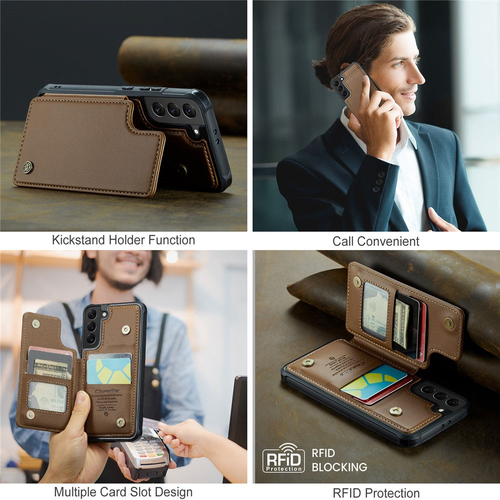 Til Samsung Galaxy S21 5G / 4G Telefoncover CASEME C22 Læder Bagcover med RFID Blokerende Kortpladser