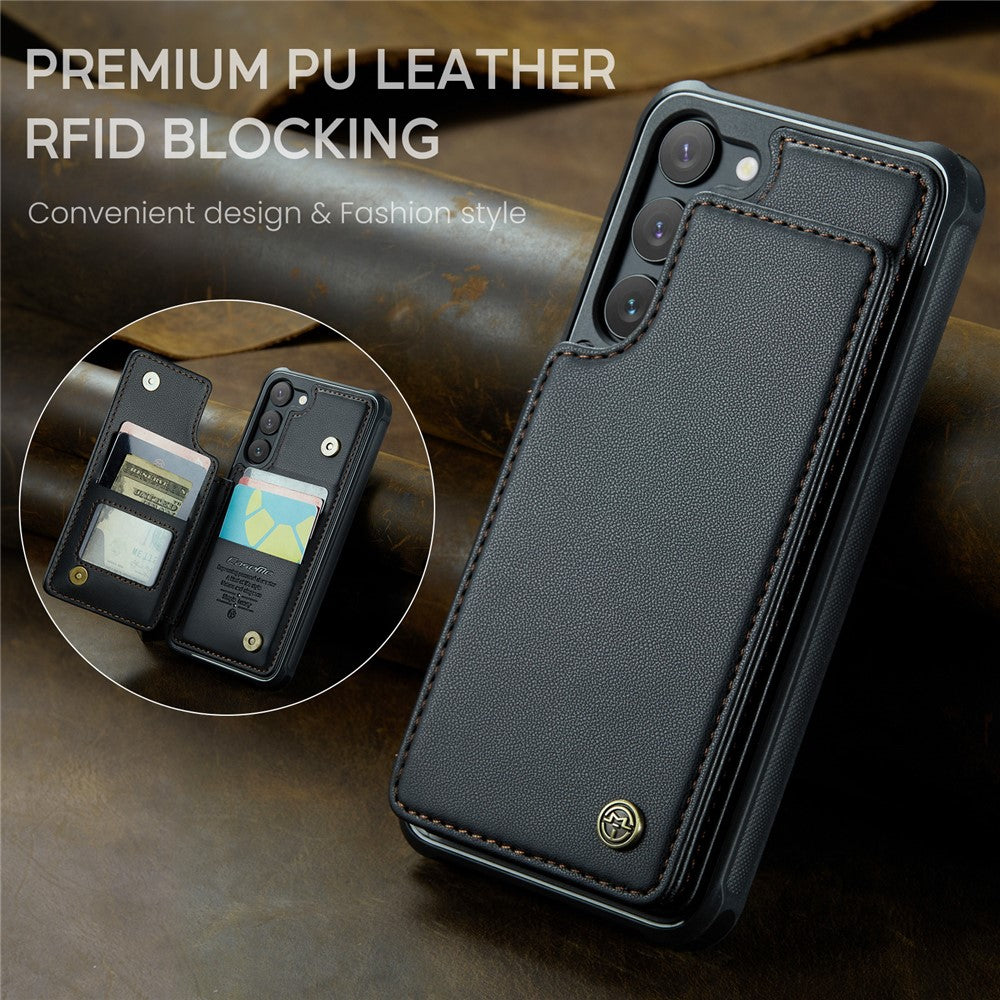 For Samsung Galaxy S22+ 5G Phone Case CASEME C22 Leather Back Cover with RFID Blocking Card Slots