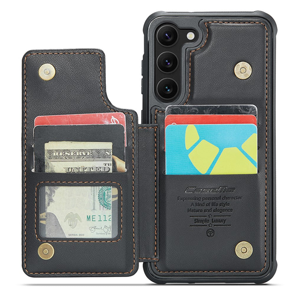 Samsung Galaxy S22+ 5G mobilskal CASEME C22 Läderbaksida med RFID-blockerande kortplatser