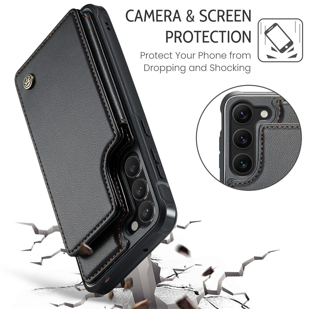 For Samsung Galaxy S22+ 5G Phone Case CASEME C22 Leather Back Cover with RFID Blocking Card Slots