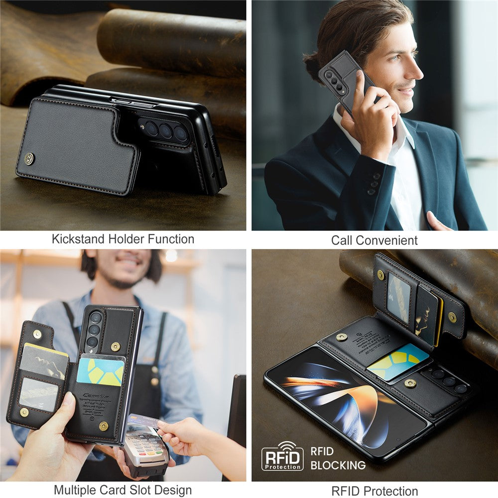Til Samsung Galaxy Z Fold4 5G-telefoncover CASEME C22-læderbagcover med RFID-blokerende kortpladser