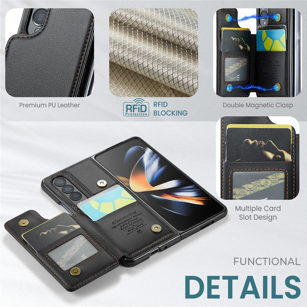 Til Samsung Galaxy Z Fold4 5G-telefoncover CASEME C22-læderbagcover med RFID-blokerende kortpladser