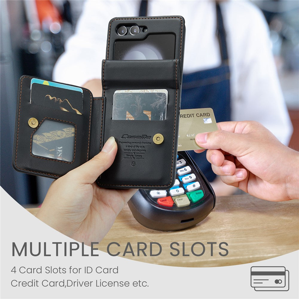 For Samsung Galaxy Z Flip5 5G Phone Case CASEME C22 Leather Back Cover with RFID Blocking Card Slots