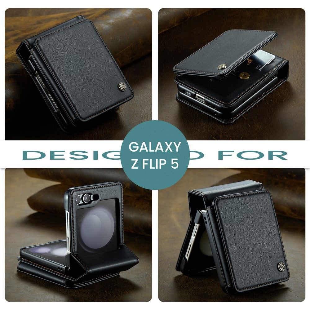 For Samsung Galaxy Z Flip5 5G Phone Case CASEME C22 Leather Back Cover with RFID Blocking Card Slots