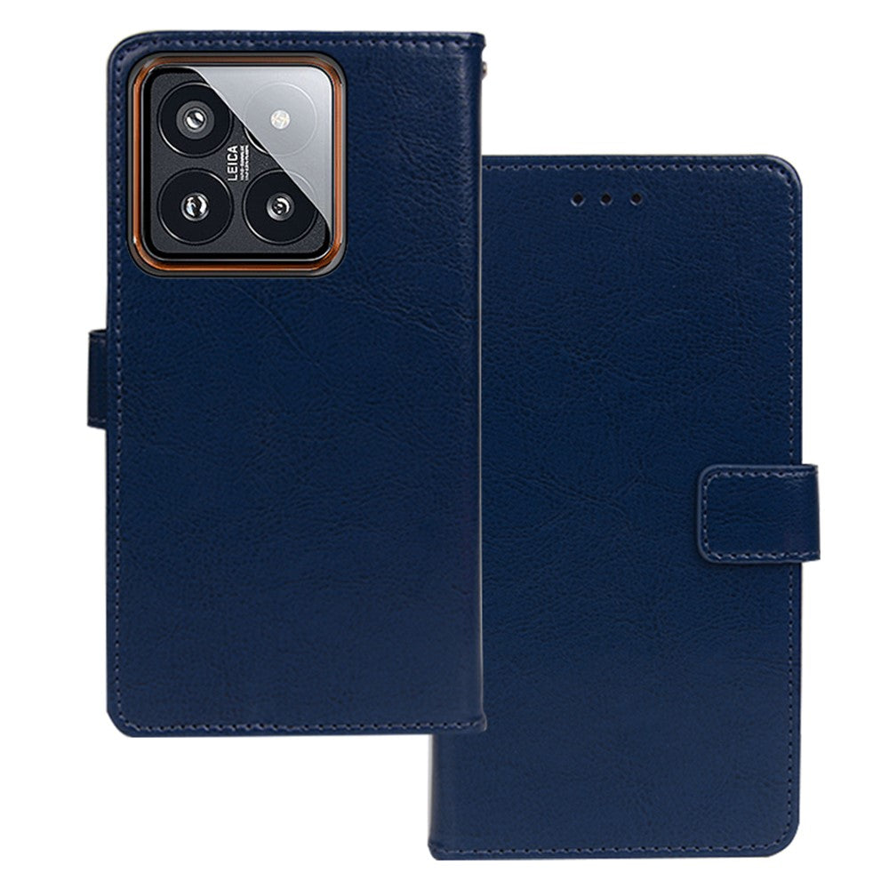 IDEWEI For Xiaomi 14 Pro Case Stable Stand PU Leather Mobile Phone Cover Wallet