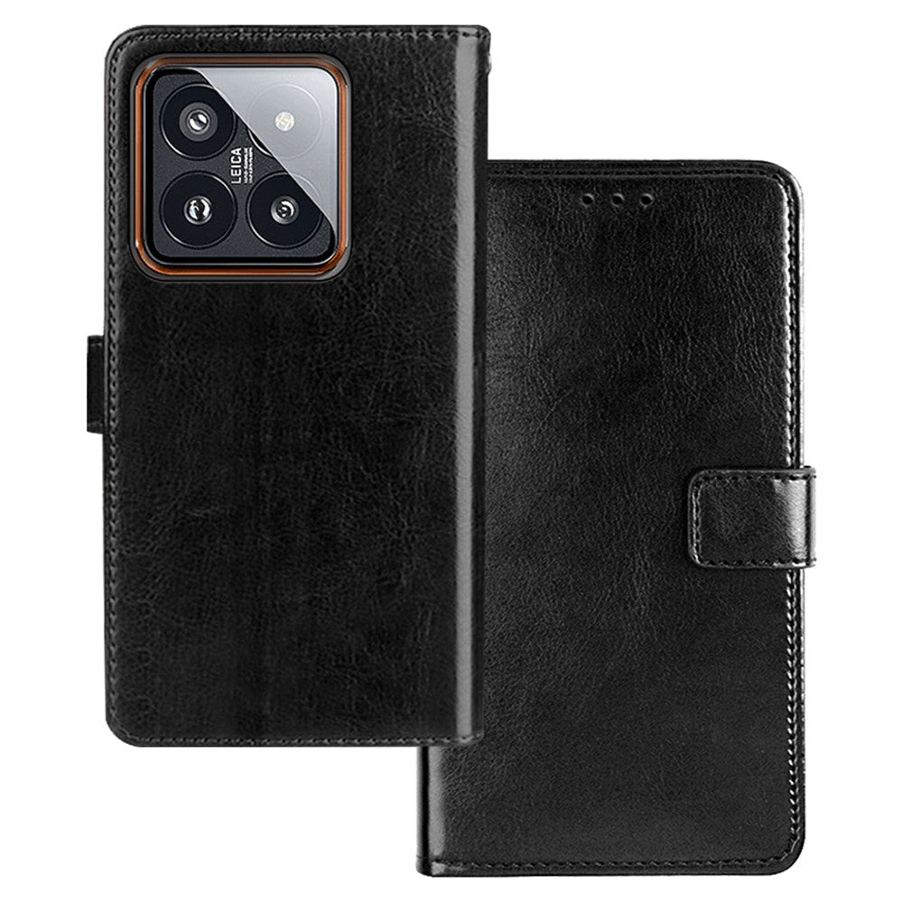 IDEWEI For Xiaomi 14 Pro Case Stable Stand PU Leather Mobile Phone Cover Wallet